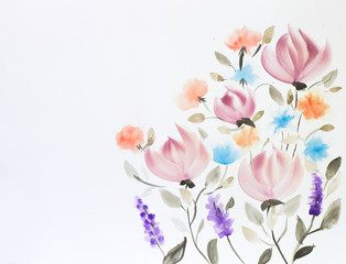 Obraz na płótnie Canvas Flowers painted in watercolor.