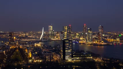 Poster Rotterdam skyline night © VanderWolf Images