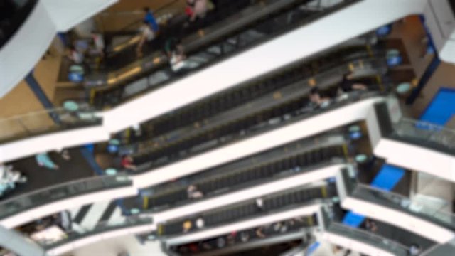 Many Escalators in Shopping Mall in Bangkok, Thailand