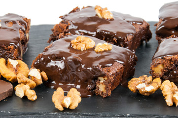 Chocolate raw vegan cake with nuts, figs and carob. Love for a healthy raw food concept.