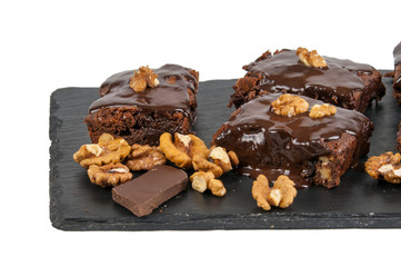 Chocolate raw vegan cake with nuts, figs and carob. Love for a healthy raw food concept.