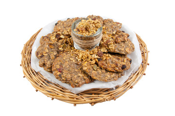 nut cookies with peanuts on white background