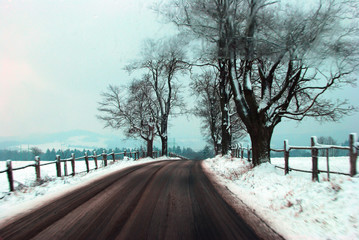Winter road snow
