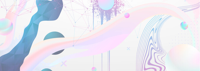 Abstract Fluid creative templates, cards, color covers set. Geometric design, liquids, shapes. Trendy vector collection. Pastel and neon design, geometric fluid graphic shape, in vector background. © Gluiki