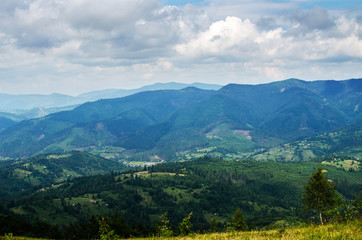 Fototapeta premium The landscape on the Carpathian Mountains in Ukraine