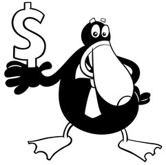 duck businessman character with dollar sign