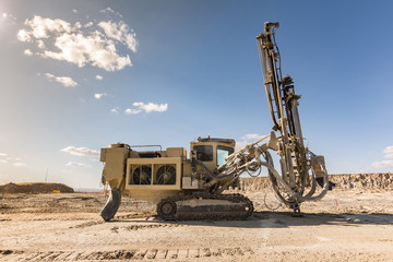 Drilling rock in the works of creating a road