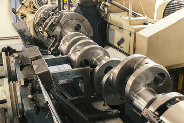 grinding crankshafts, close up