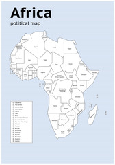 Political map of Africa. All countries are surrounded. There is a text in English and a Russian text (an additional layer).