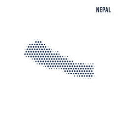Dotted map of Nepal isolated on white background.