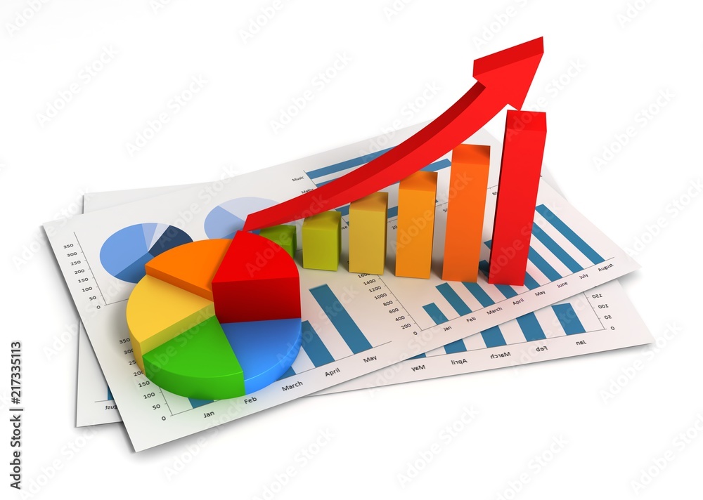 Poster business finance graph 3d illustration