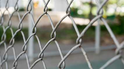 Steel fence close up