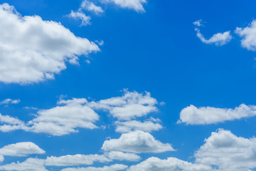 White fluffy clouds in deep blue sky