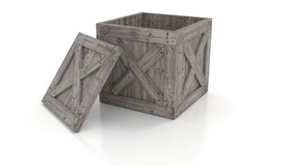 wooden crate. 3d illustration