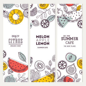 Fruit Banner Collection. Summer Fruit