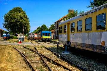 Picturesque train in the city of Yport, France