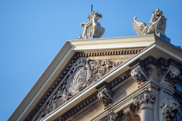 Details of the facade of  Music hall in Leiden, Netherlands