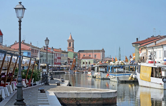 Romagna, Italy, Porto Canale of Cesenatico in a sunny summer day