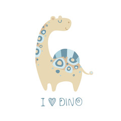 Cute baby dino vector illustration. Print for t shirts, cards