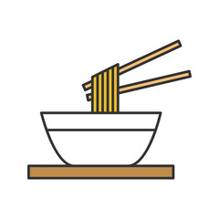 Chinese noodles with chopsticks color icon