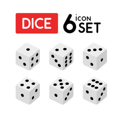 Set of Dice with numbers from One to Six - Vector icons isolated on white.
