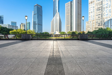 empty square with city skyline