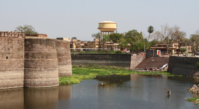 Moat Around Bharatpur Fort In Rajasthan, India