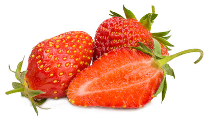 Strawberries isolated on white.