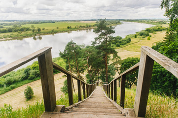 Obraz premium summer river Nemunas in Lithuania near Rambynas hill