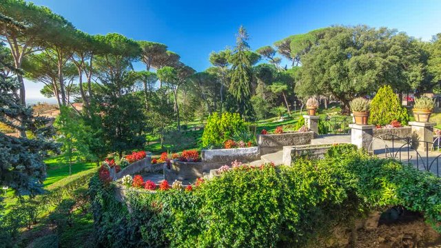 Villa Doria Pamphili park in beautiful town of Albano Laziale timelapse hyperlapse, Italy