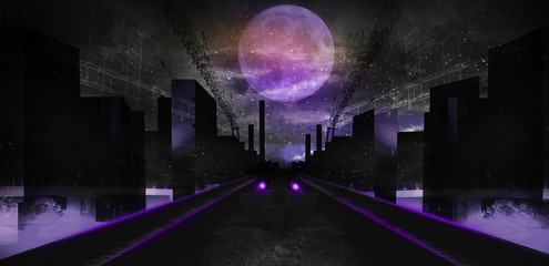 Night city, neon light.