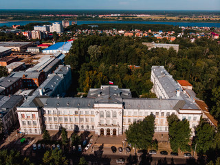 Tomsk Polytechnic University TPU Siberia, Russia. Drone aerial top view.