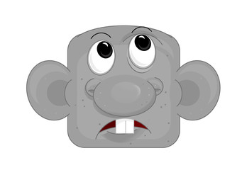 cartoon scene with face expression on white background - illustration for children
