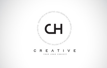 Fototapeta premium CH C H Logo Design with Black and White Creative Text Letter Vector.