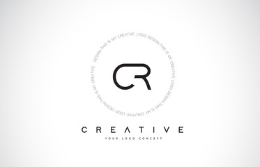 CR C R Logo Design with Black and White Creative Text Letter Vector. - obrazy, fototapety, plakaty