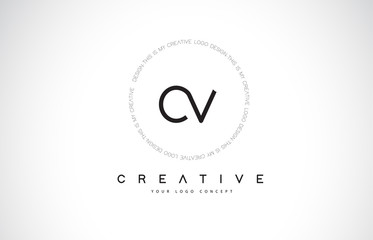 CV C V Logo Design with Black and White Creative Text Letter Vector.