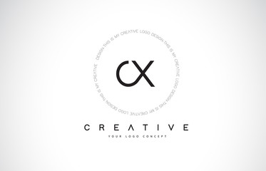 CX C X Logo Design with Black and White Creative Text Letter Vector.