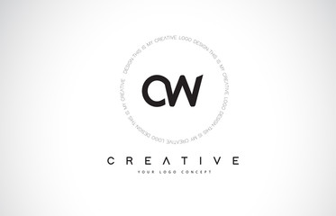 CW C W Logo Design with Black and White Creative Text Letter Vector.