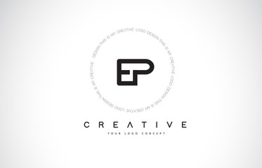 EP E P Logo Design with Black and White Creative Text Letter Vector.