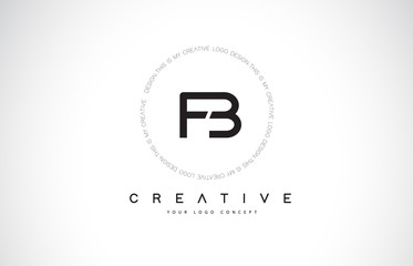 FB F B Logo Design with Black and White Creative Text Letter Vector.