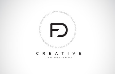 FD F D Logo Design with Black and White Creative Text Letter Vector.