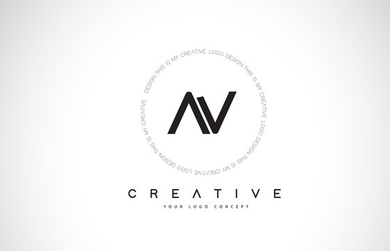 AV A V Logo Design with Black and White Creative Text Letter Vector.