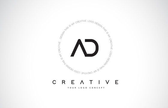 AD A D Logo Design with Black and White Creative Text Letter Vector.