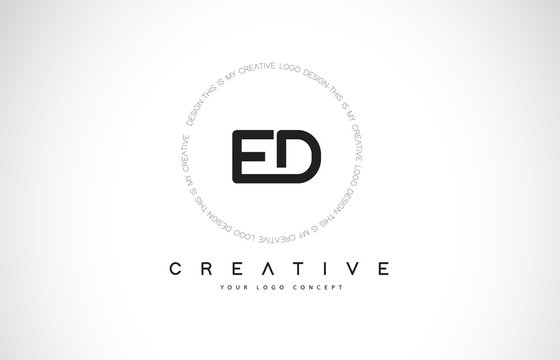 ED E D Logo Design with Black and White Creative Text Letter Vector.