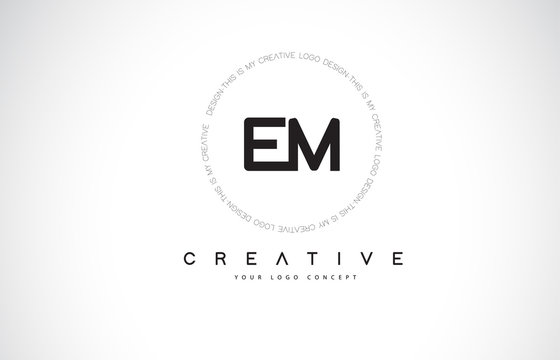 EM E M Logo Design with Black and White Creative Text Letter Vector.