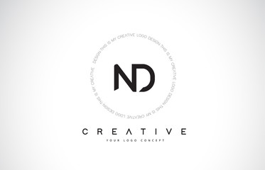 ND N D Logo Design with Black and White Creative Text Letter Vector.