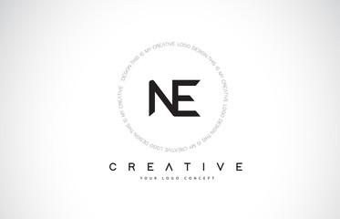 NE N E Logo Design with Black and White Creative Text Letter Vector.