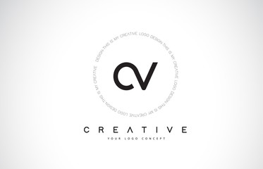 OV O V Logo Design with Black and White Creative Text Letter Vector.