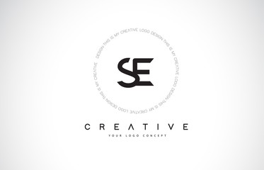 SE S E Logo Design with Black and White Creative Text Letter Vector.