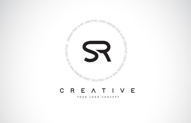 SR S R Logo Design with Black and White Creative Text Letter Vector.